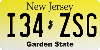 NJ license plate I34ZSG
