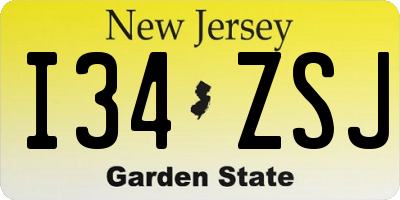 NJ license plate I34ZSJ