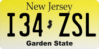NJ license plate I34ZSL