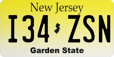 NJ license plate I34ZSN