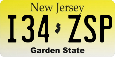NJ license plate I34ZSP