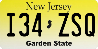 NJ license plate I34ZSQ