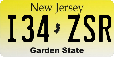 NJ license plate I34ZSR