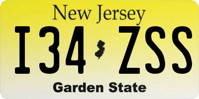NJ license plate I34ZSS