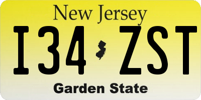 NJ license plate I34ZST