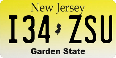 NJ license plate I34ZSU