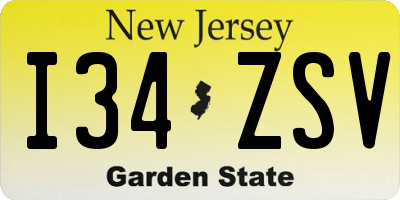 NJ license plate I34ZSV