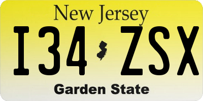 NJ license plate I34ZSX