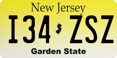 NJ license plate I34ZSZ