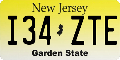 NJ license plate I34ZTE