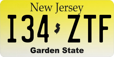 NJ license plate I34ZTF
