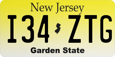 NJ license plate I34ZTG