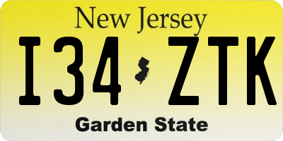 NJ license plate I34ZTK