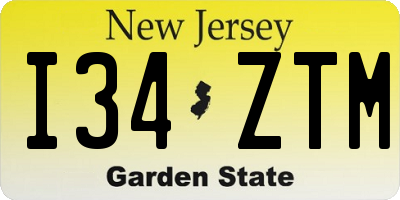 NJ license plate I34ZTM