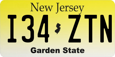 NJ license plate I34ZTN