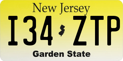 NJ license plate I34ZTP