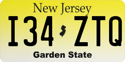 NJ license plate I34ZTQ
