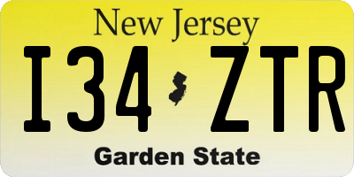 NJ license plate I34ZTR