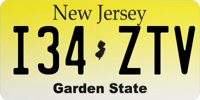 NJ license plate I34ZTV
