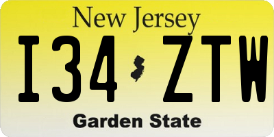 NJ license plate I34ZTW