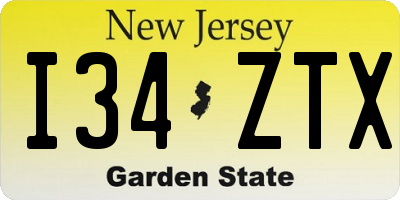 NJ license plate I34ZTX