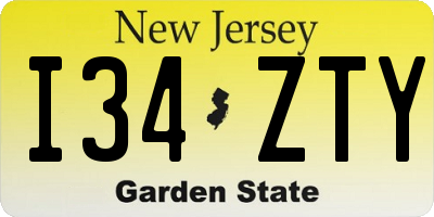 NJ license plate I34ZTY