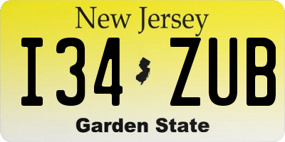NJ license plate I34ZUB