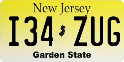 NJ license plate I34ZUG