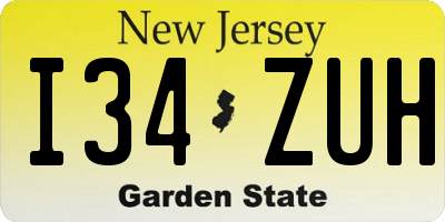 NJ license plate I34ZUH