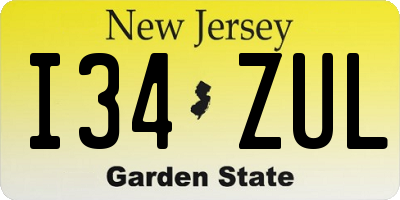 NJ license plate I34ZUL