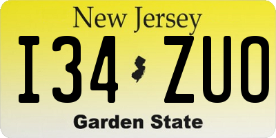 NJ license plate I34ZUO