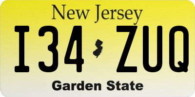 NJ license plate I34ZUQ