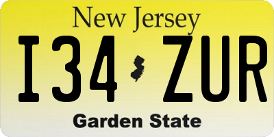 NJ license plate I34ZUR