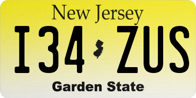 NJ license plate I34ZUS