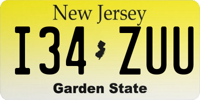 NJ license plate I34ZUU