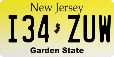 NJ license plate I34ZUW
