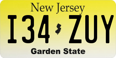 NJ license plate I34ZUY