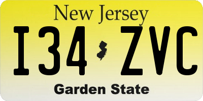 NJ license plate I34ZVC