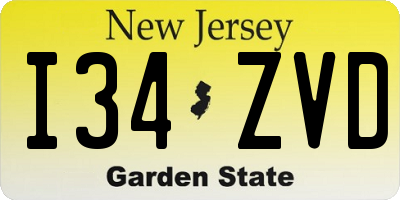 NJ license plate I34ZVD