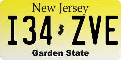 NJ license plate I34ZVE