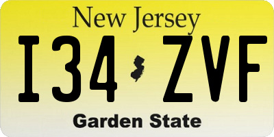 NJ license plate I34ZVF