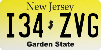 NJ license plate I34ZVG