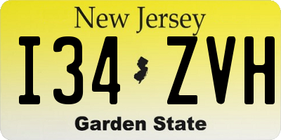 NJ license plate I34ZVH