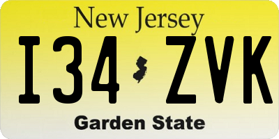 NJ license plate I34ZVK