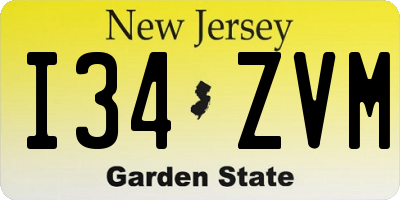 NJ license plate I34ZVM