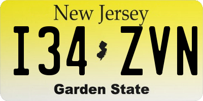 NJ license plate I34ZVN