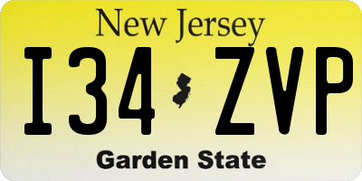 NJ license plate I34ZVP