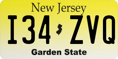 NJ license plate I34ZVQ