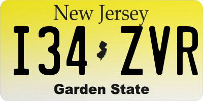 NJ license plate I34ZVR
