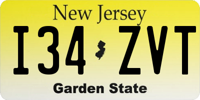NJ license plate I34ZVT